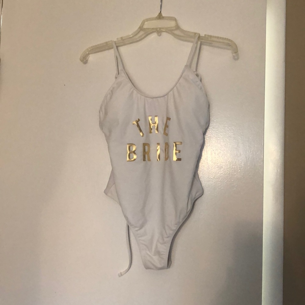 “The bride” white bathing suit